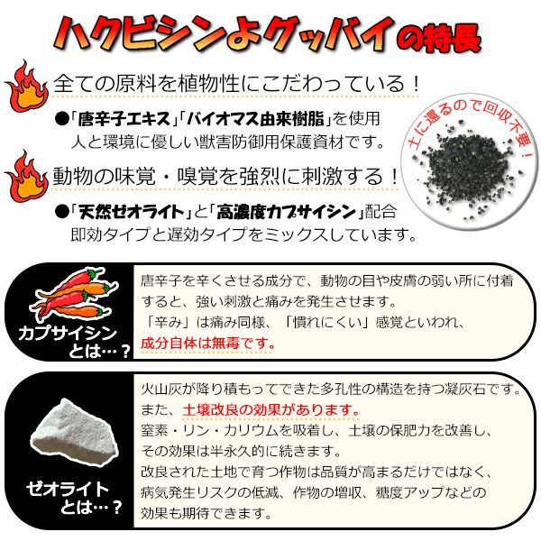 【送料無料】ハクビシンよグッバイ（屋外用）（500g）ハクビシン退治 ハクビシン撃退 ハクビシン駆除 もぐら忌避剤 モグラ退治 獣害用忌避剤 アライグマ撃退  ハクビシン駆除方法（カプサイシン入り忌避剤） | 国分グリーンファーム公式通販オンラインストア